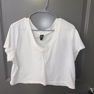 Cropped V-Neck T-Shirt